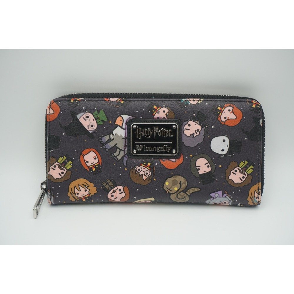 Harry Potter Loungefly Chibi Character Print Zip Around Wallet Black Multi